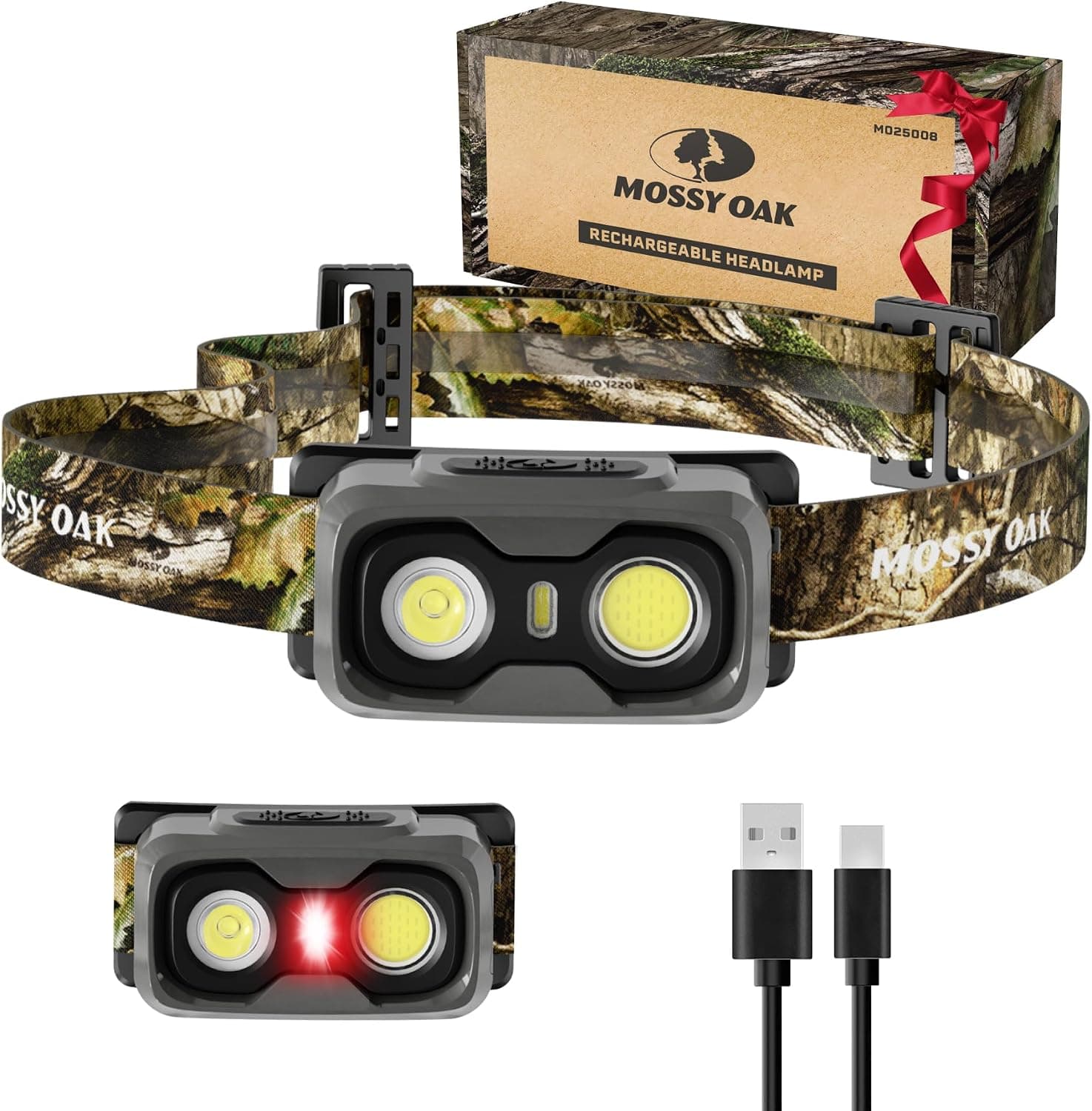 Mossy Oak 600 Lumens Rechargeable Headlamp