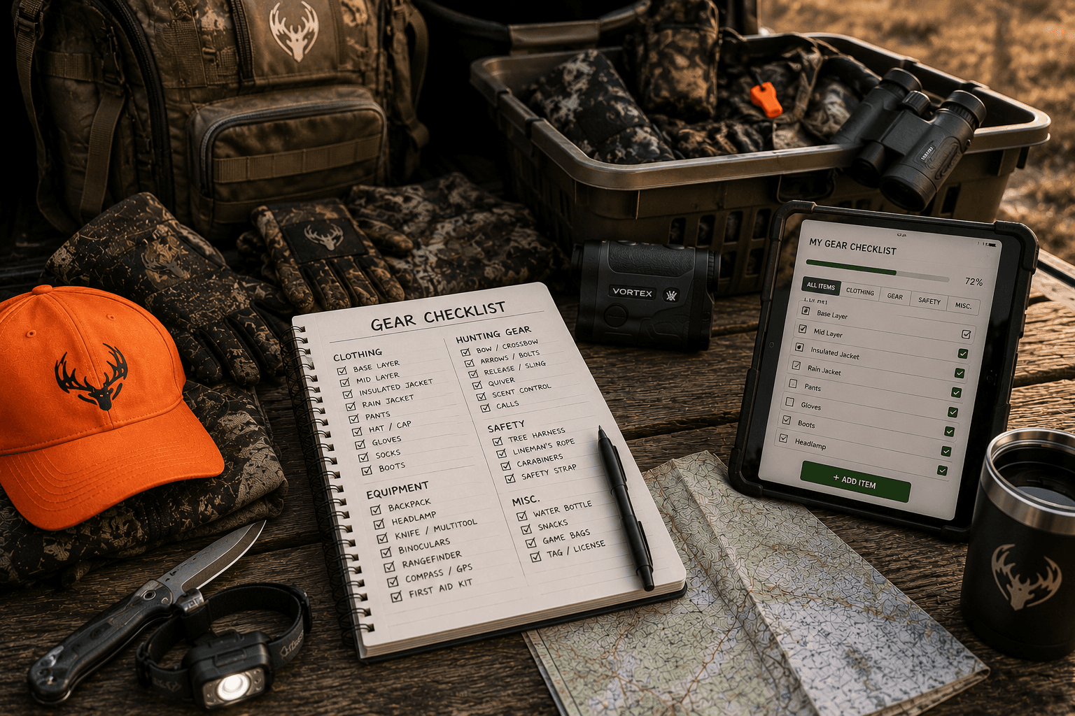 Hunting gear checklist generator